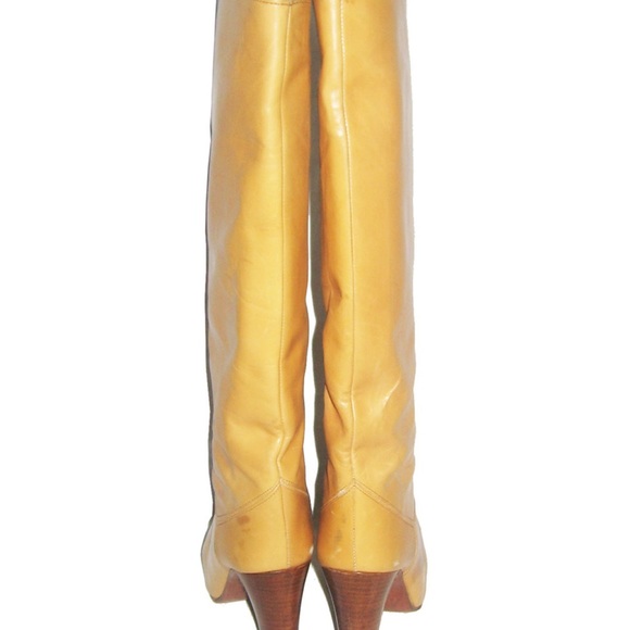 SOLD VTG Beltrami Made In Italy Beige Knee High Leather Boots - Picture 3 of 7